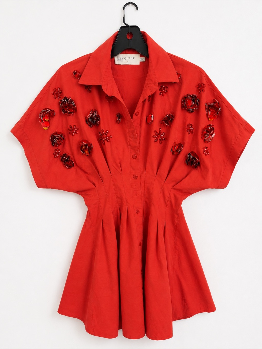 Exquise Anthropologie Red Embellished Dress